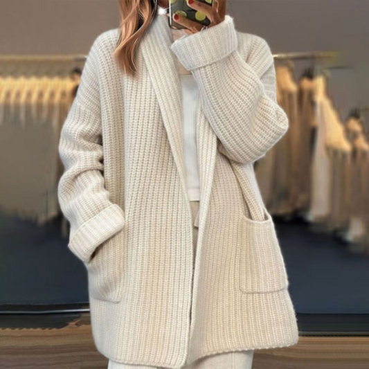 Simple long knit ladies cardigan