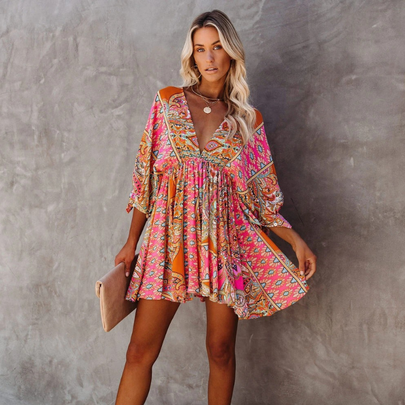 Denise Short Bohemian Floral Dress