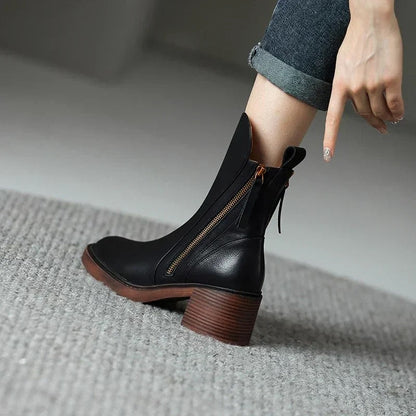 Veronika - Leather Ankle Boots