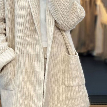 Simple long knit ladies cardigan