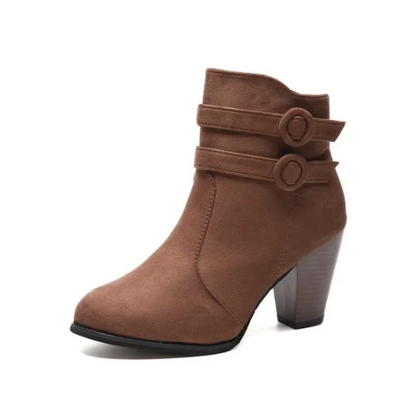 Astrid - Suede Ankle Boots with Double Buckle