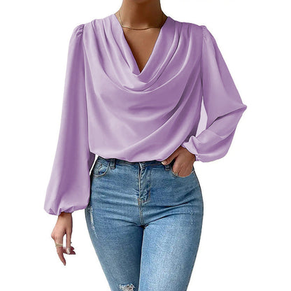 ASTRID – Elegant Chiffon V-Neck Blouse