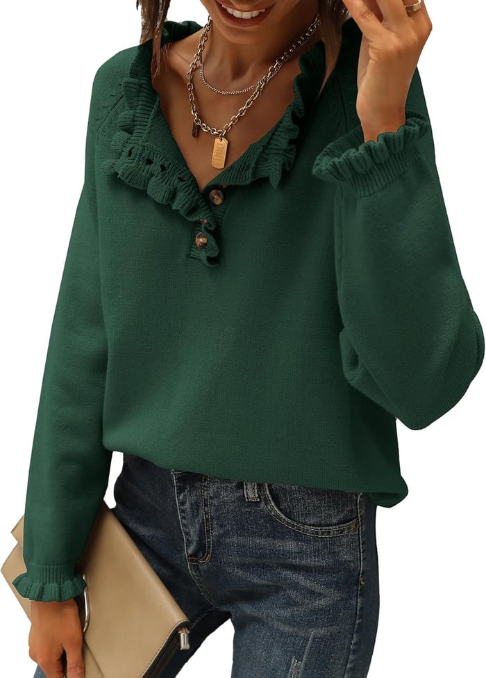 Suzan - knitted sweater with ruffle trim