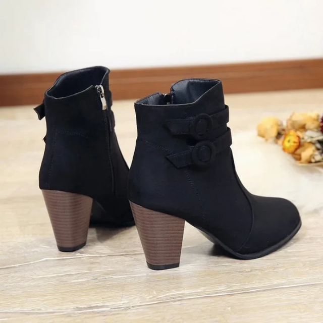 Astrid - Suede Ankle Boots with Double Buckle