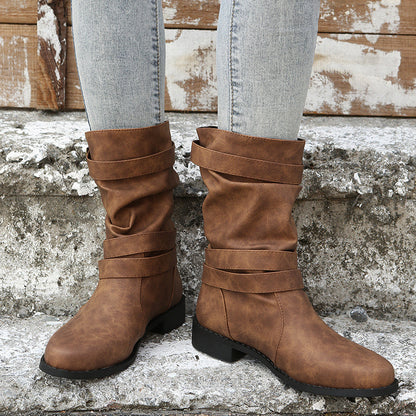 Nettie - Retro Leather Boots