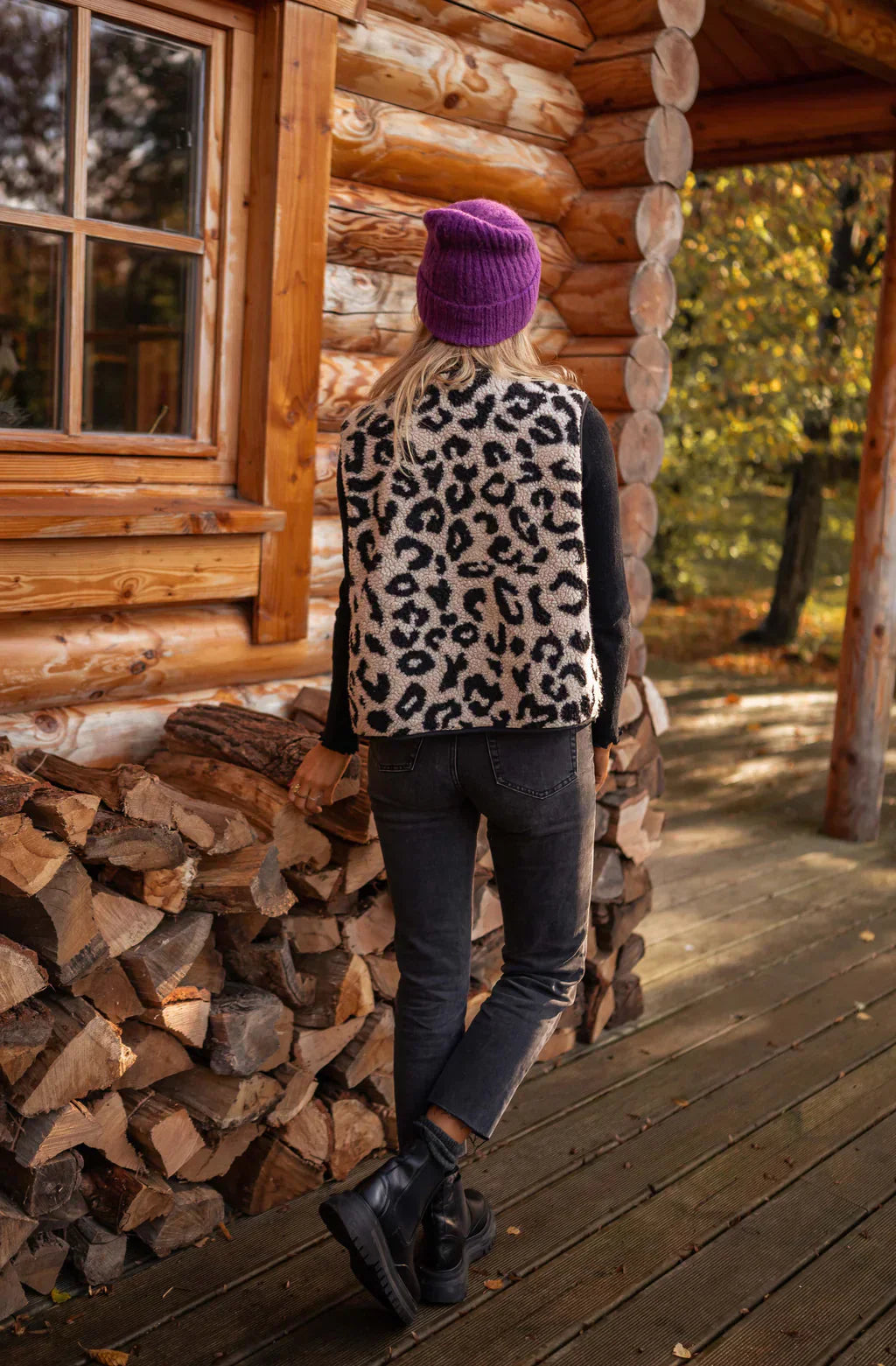 Birgit Leopard Print Sleeveless Cardigan