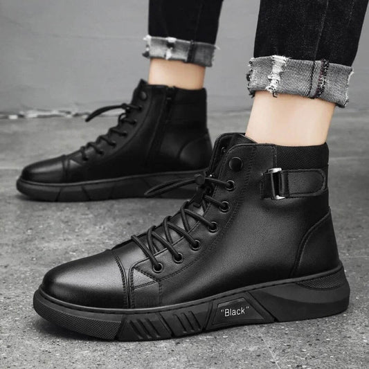 Axel Orthopedic Black Leather Sneakers