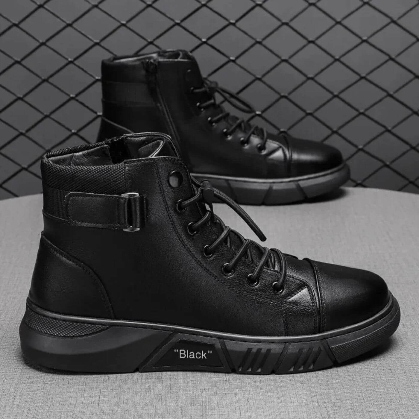 Axel Orthopedic Black Leather Sneakers