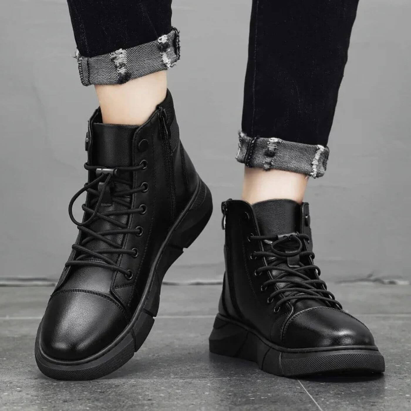 Axel Orthopedic Black Leather Sneakers