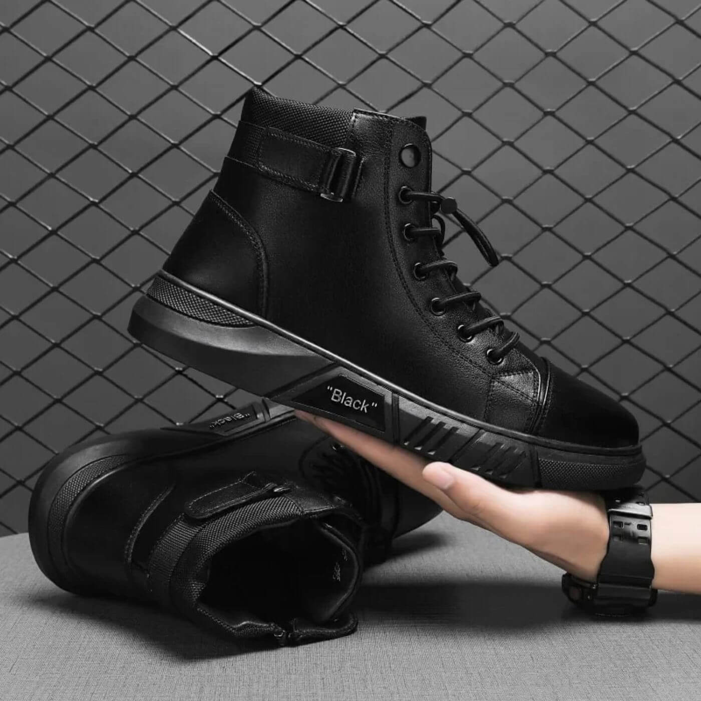 Axel Orthopedic Black Leather Sneakers