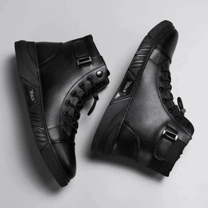 Axel Orthopedic Black Leather Sneakers