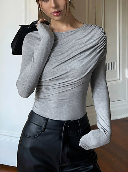 Layered Long Sleeve Pleated Shirt