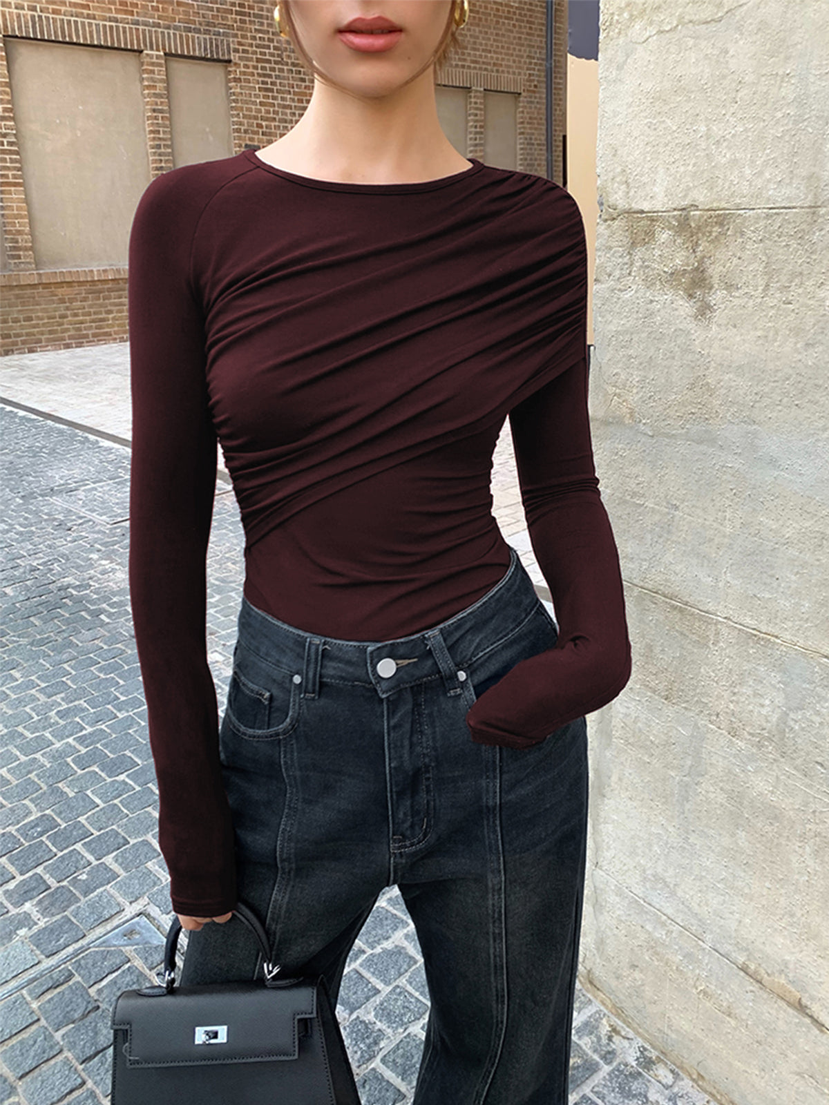 Layered Long Sleeve Pleated Shirt