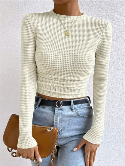 Plain Waffle Slim Sweater