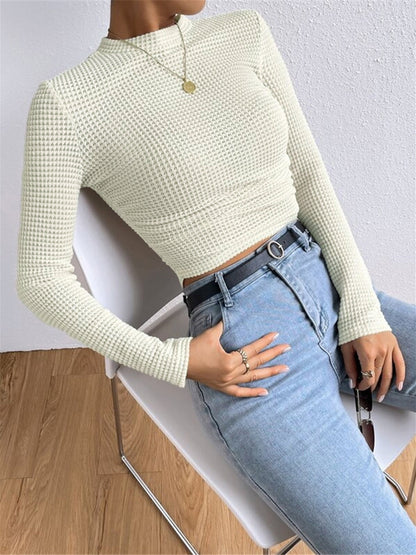 Plain Waffle Slim Sweater