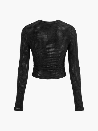 Plain Waffle Slim Sweater