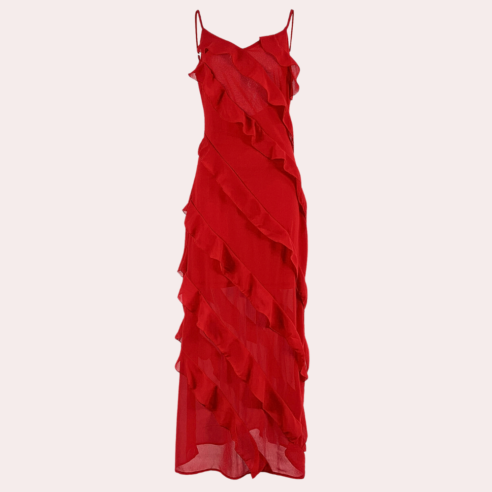 Adrienne - long women's dress with ruffles