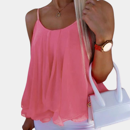 Stylish Sleeveless  Casual Chiffon Blouse