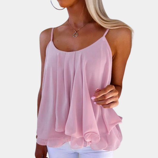 Stylish Sleeveless  Casual Chiffon Blouse