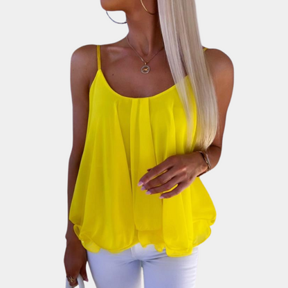 Stylish Sleeveless  Casual Chiffon Blouse