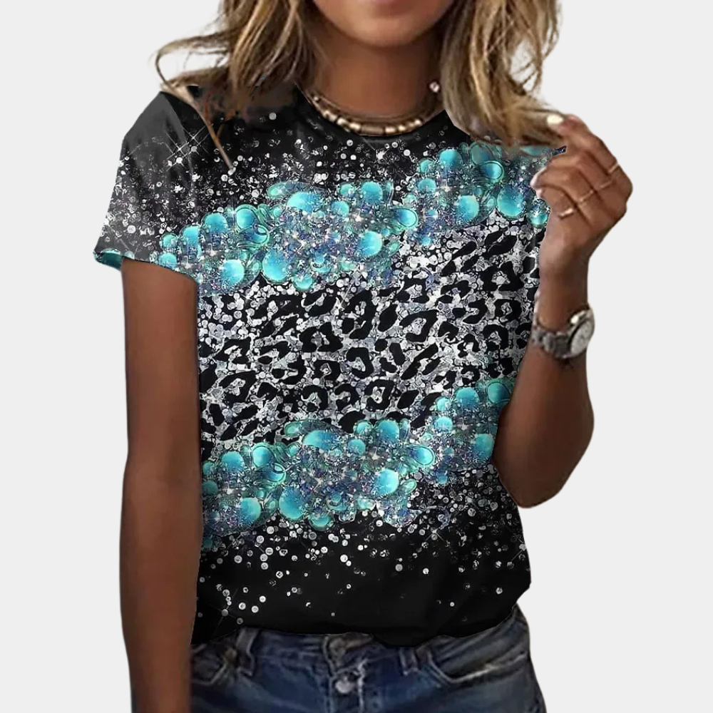 Florinda Abstract Leopard Print, Short Sleeve