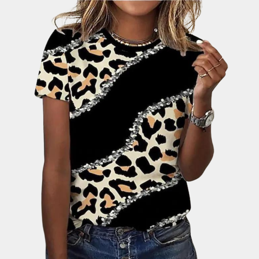 Florinda Abstract Leopard Print, Short Sleeve