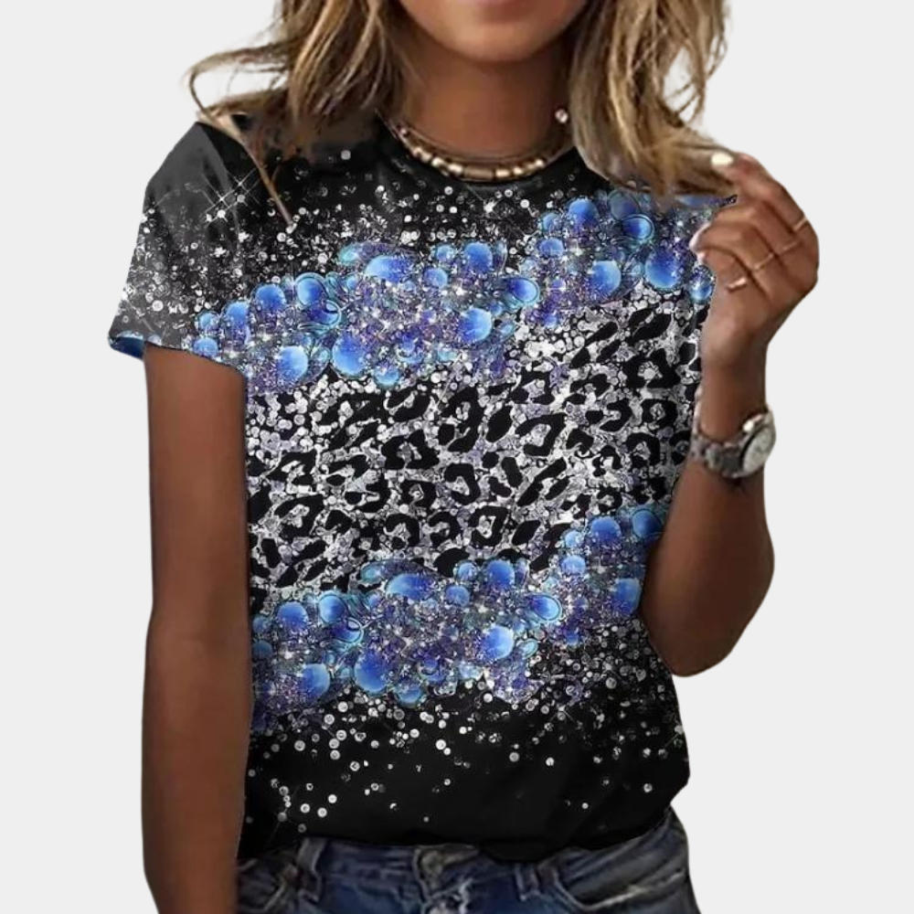 Florinda Abstract Leopard Print, Short Sleeve