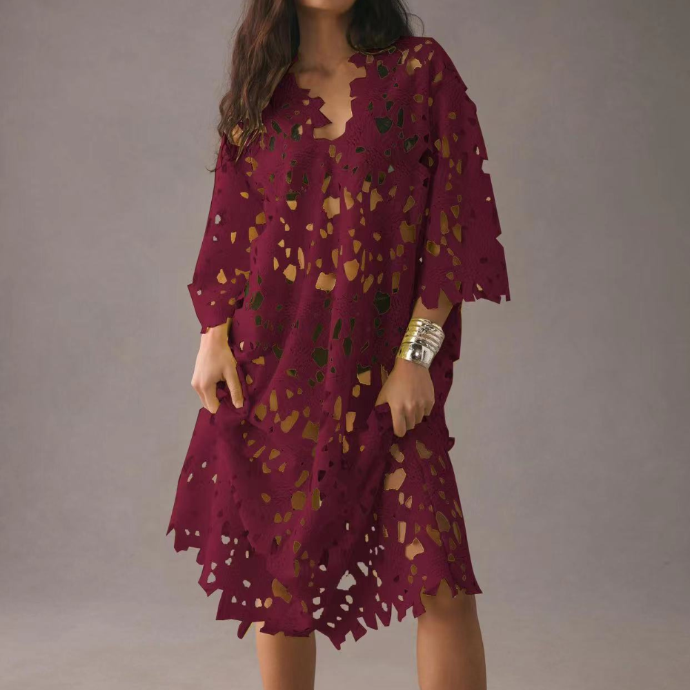 Acatl  Embroidered Floral Design Dress