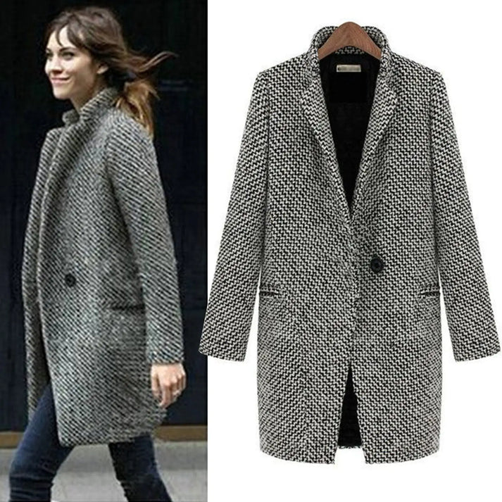 Konstanze - Elegance and Comfort Long Houndstooth Jacket