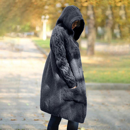 LALUNA | Long Knit Hooded Sweater