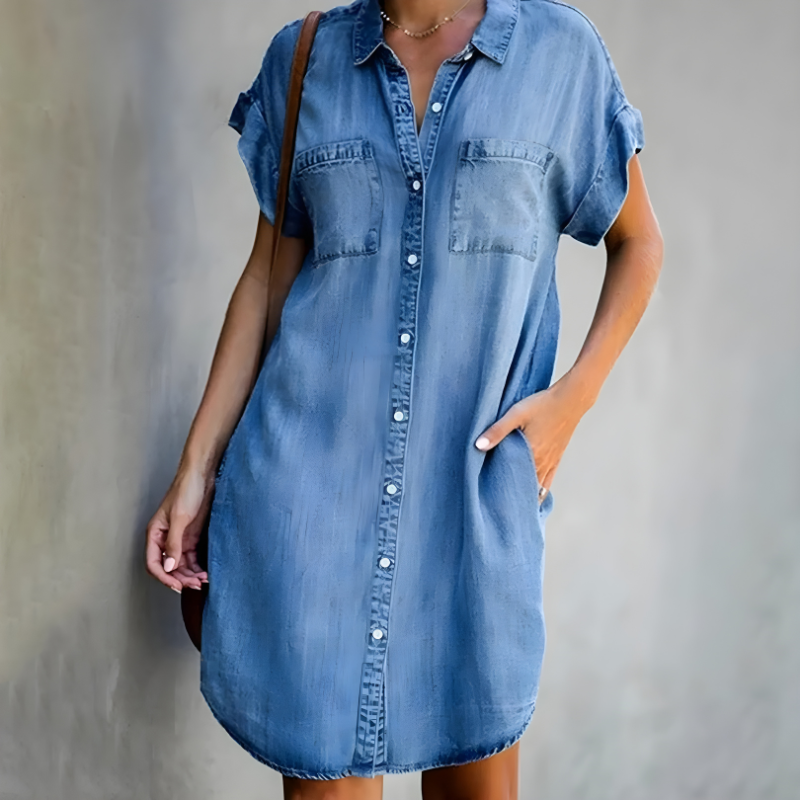 Valerie | Denim Dress with Tummy Coverage