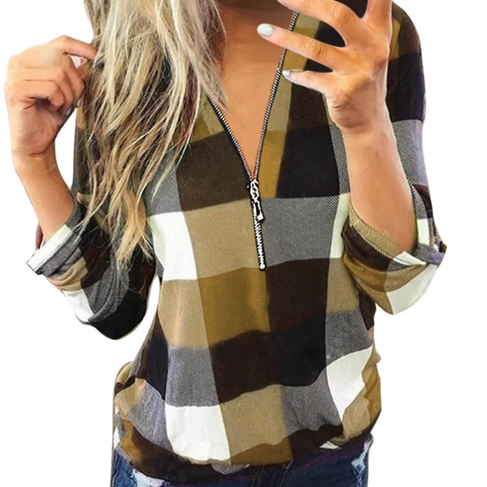 VANIA Classic Plaid Long-Sleeve Blouse