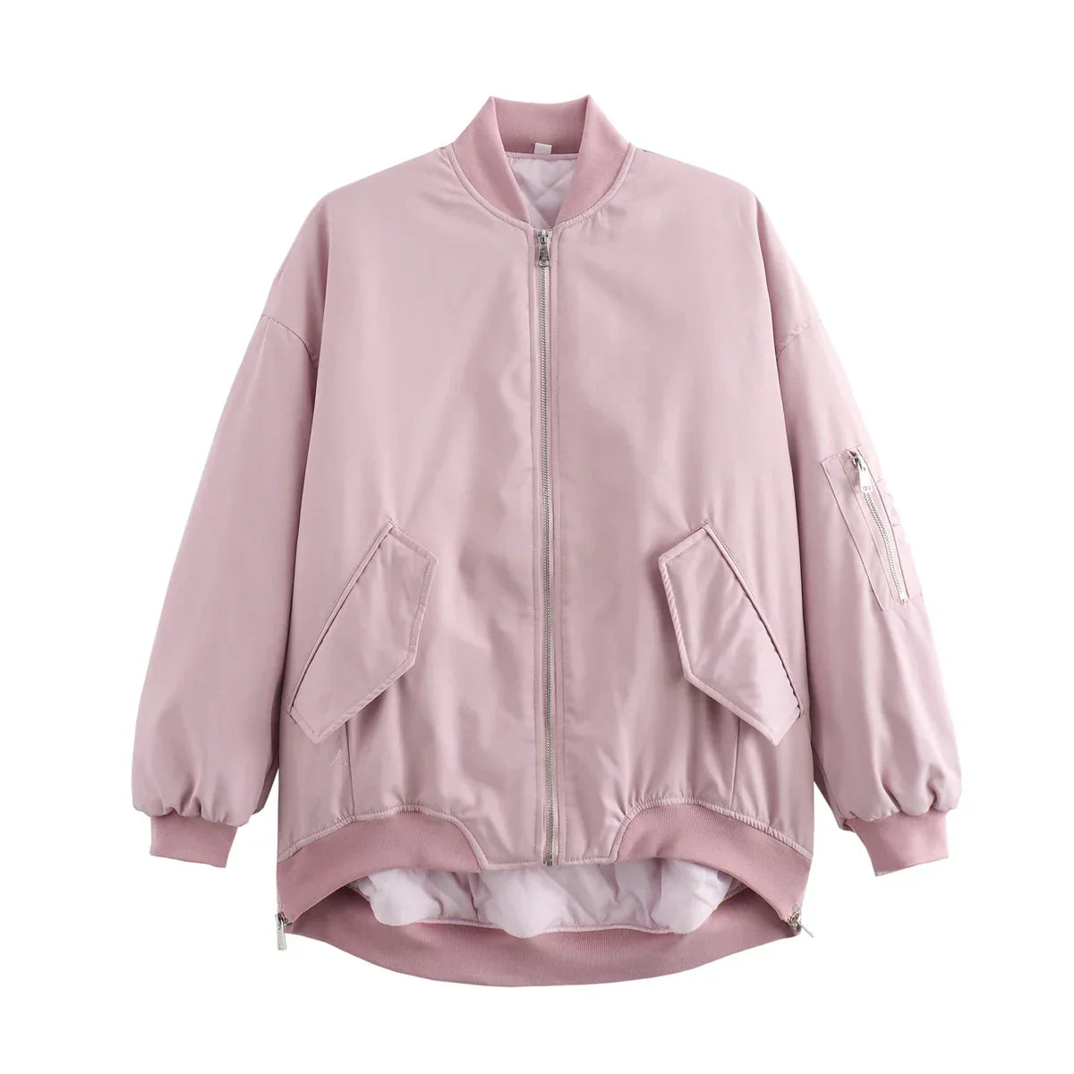 Zara | Round Neck Loose Bomber Jacket.