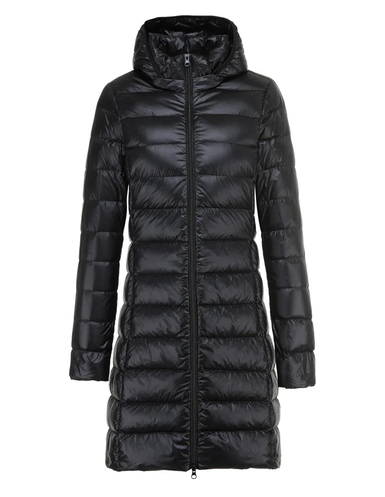 Sheila – Quilted Long Jacket with Hood