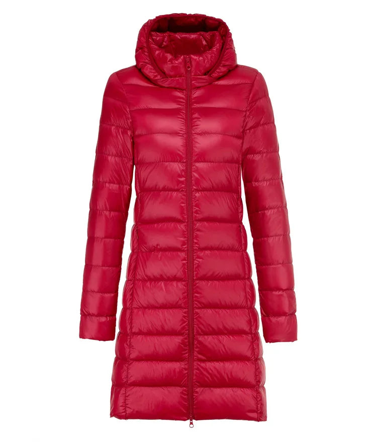 Sheila – Quilted Long Jacket with Hood