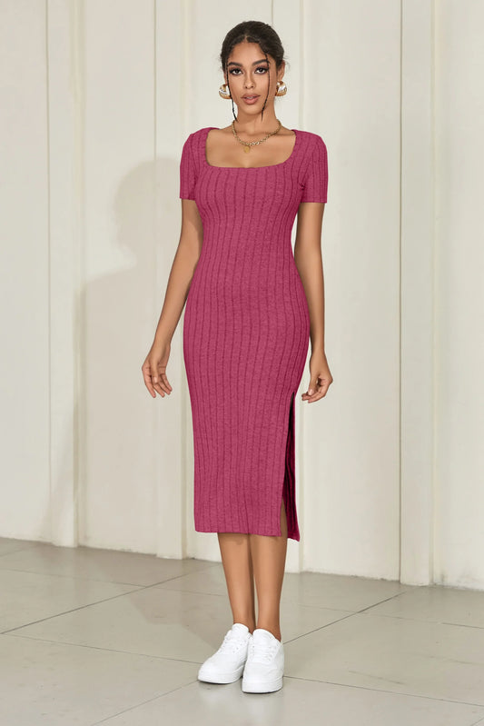 Ciara Knitted Slit bodycon dress