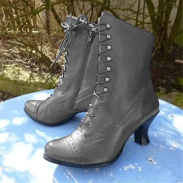 Vicky - Victorian Lace-Up Boots With High Heel