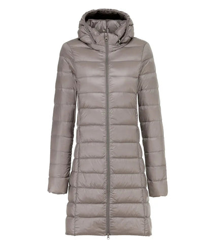 Sheila – Quilted Long Jacket with Hood