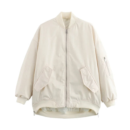 Zara | Round Neck Loose Bomber Jacket.