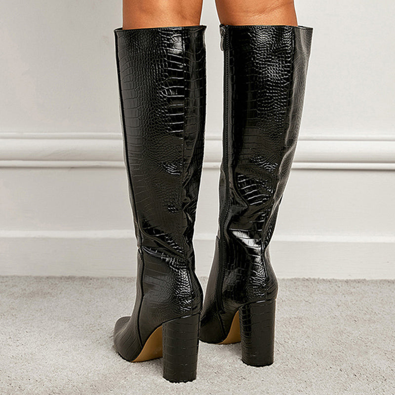 Orin - Women's Knee High Boots with Thick Heel