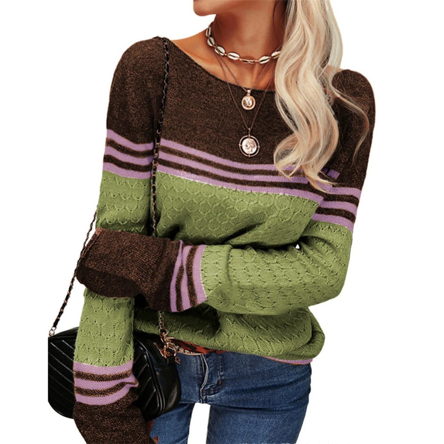 Casual Knitted T-Shirt with Stripes