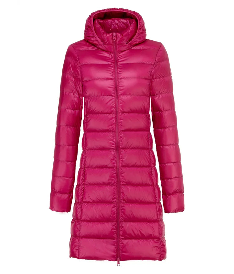 Sheila – Quilted Long Jacket with Hood