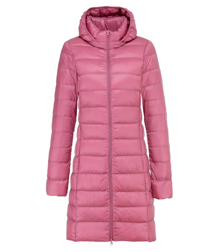 Sheila – Quilted Long Jacket with Hood