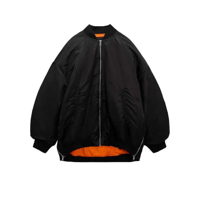 Zara | Round Neck Loose Bomber Jacket.