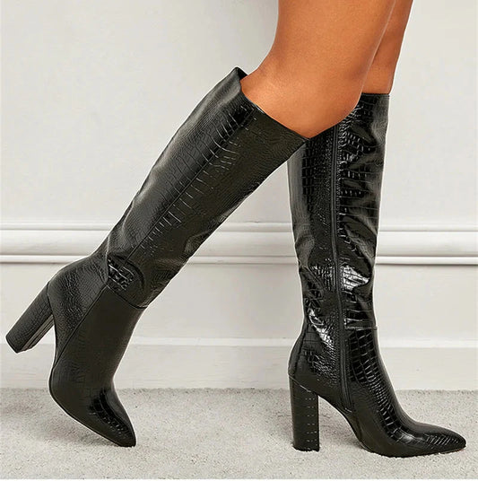 Orin - Women's Knee High Boots with Thick Heel