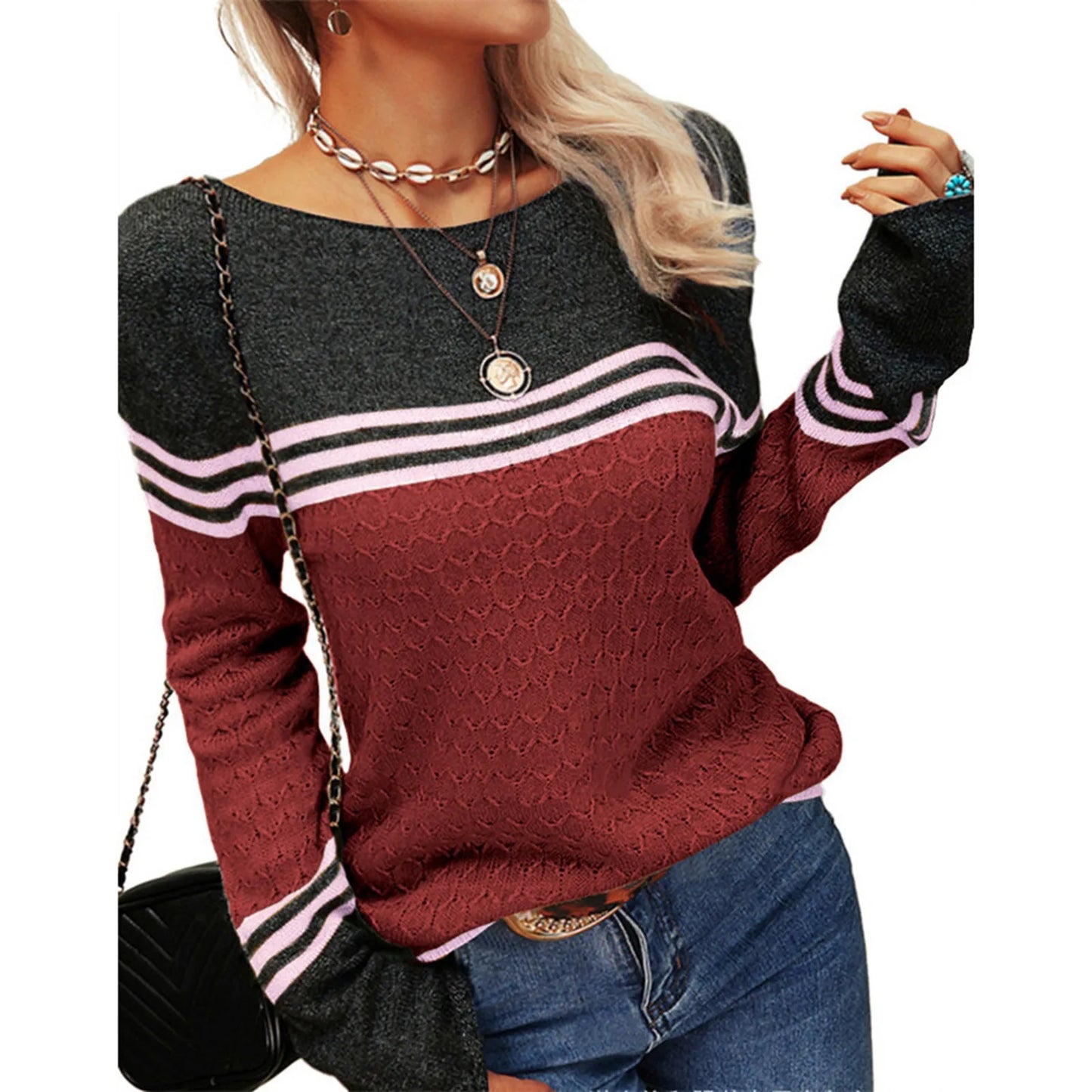 Casual Knitted T-Shirt with Stripes