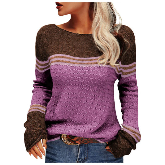 Casual Knitted T-Shirt with Stripes