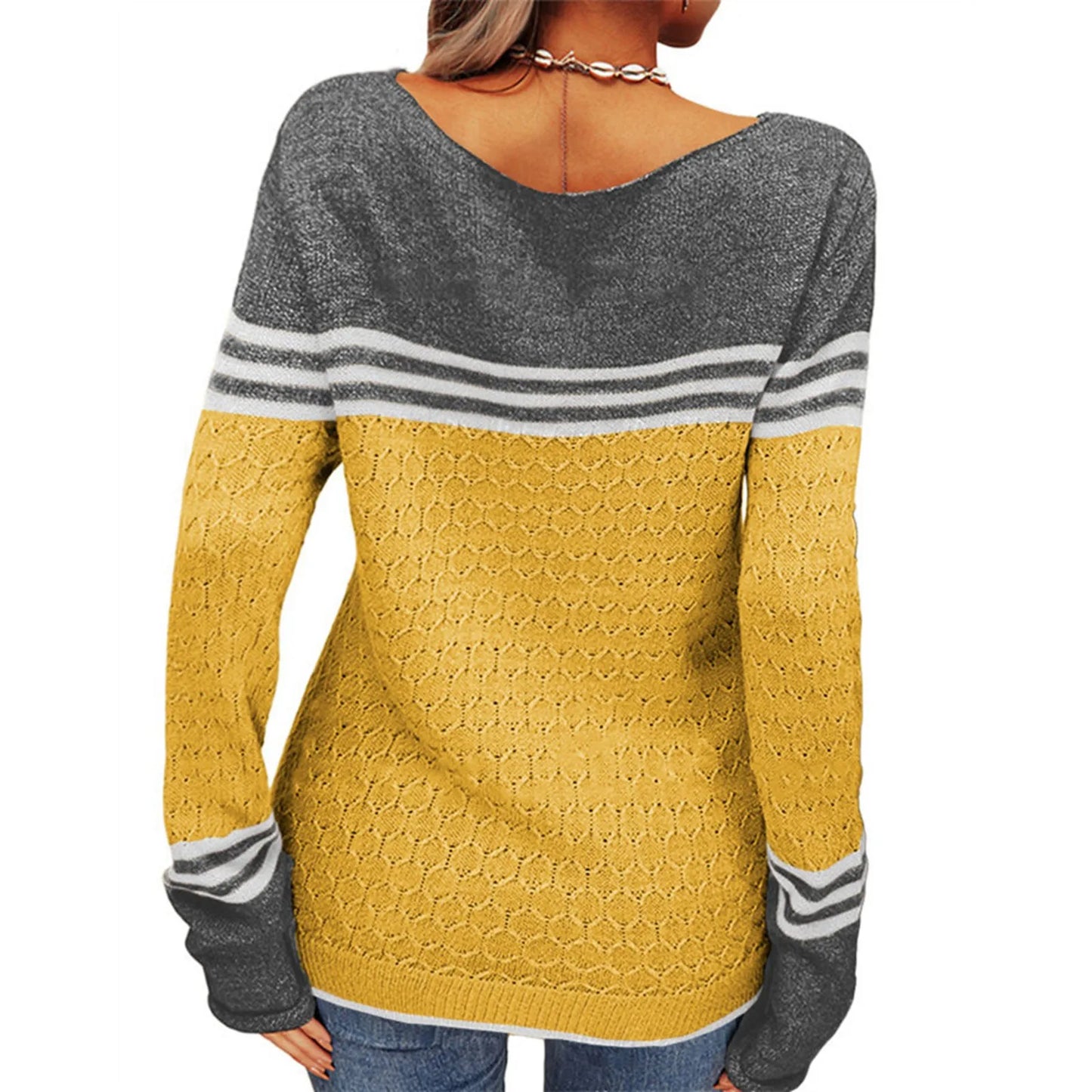 Casual Knitted T-Shirt with Stripes