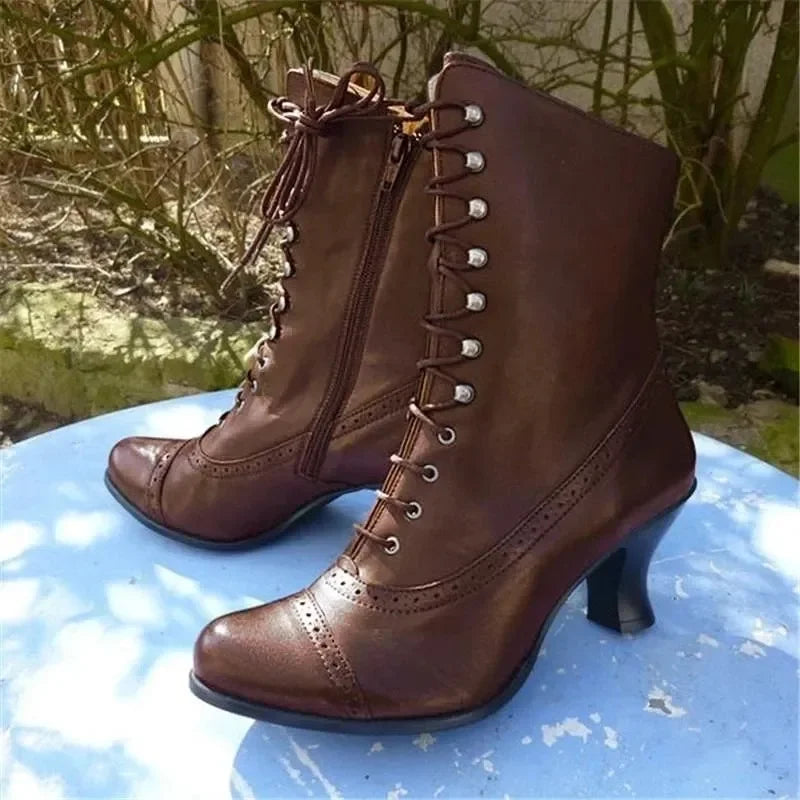 Vicky - Victorian Lace-Up Boots With High Heel