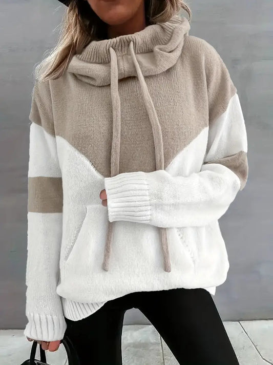 GUN -HOODED COLOR BLOCKED SWEATER